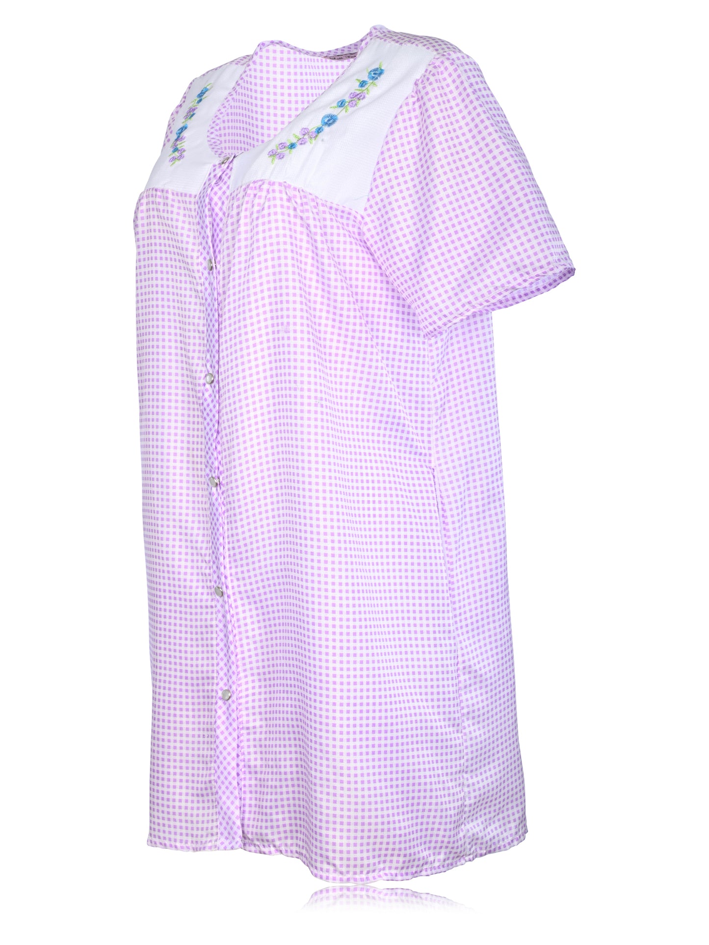 JEFFRICO House Dresses for Women with Pockets - Lightweight Breathable Short Sleeve Muumuu & Nightgowns - Snap Front Housecoat and Dusters for Women
