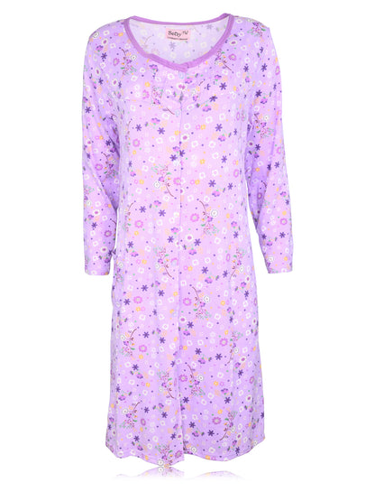 JEFFRICO Womens Long Sleeve Nightgowns Sleepwear Soft Pajama Dress Nightshirts