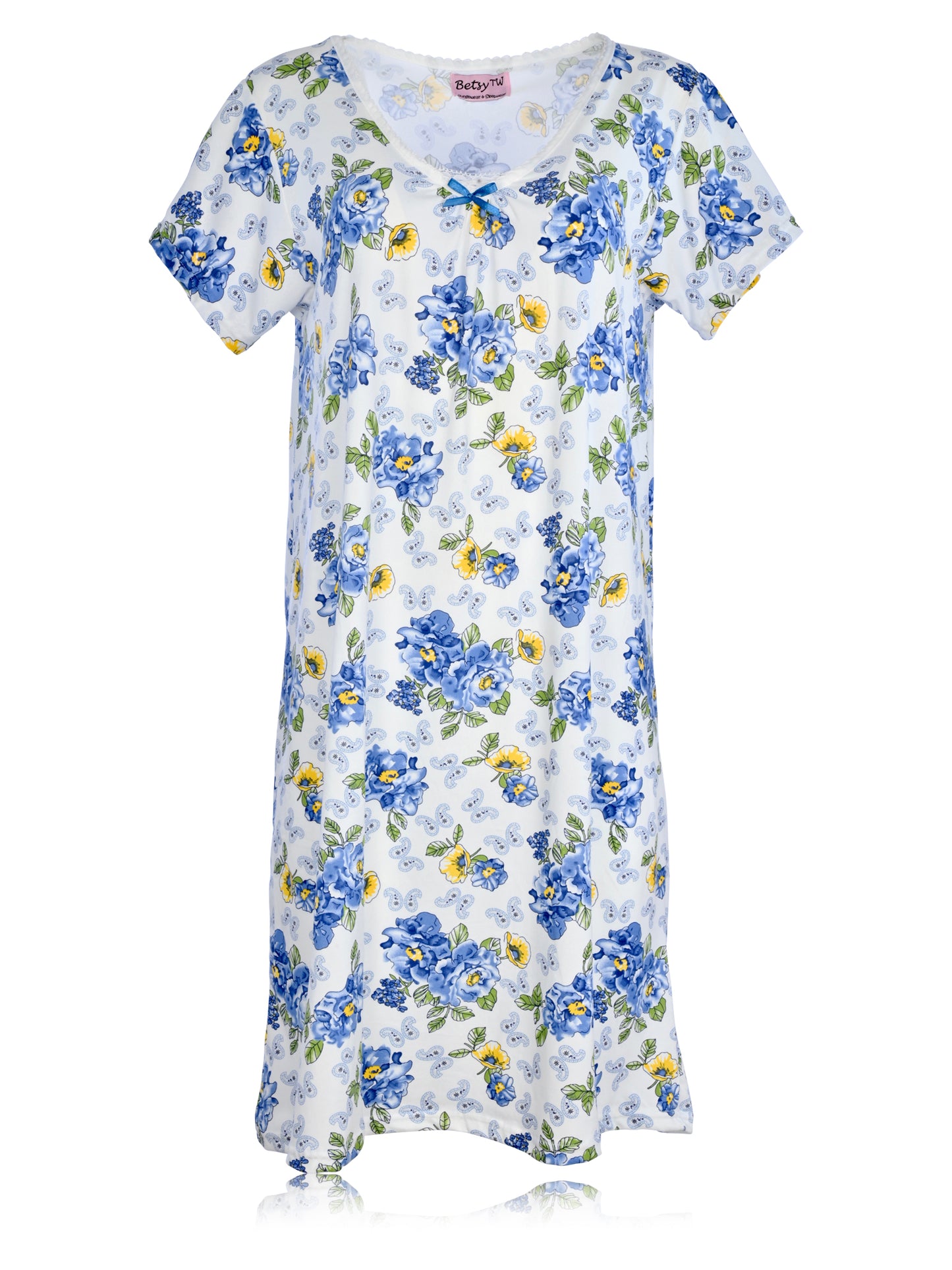 JEFFRICO Womens Nightgowns Short Sleeve Sleepwear Soft Pajama Dress Nightshirts