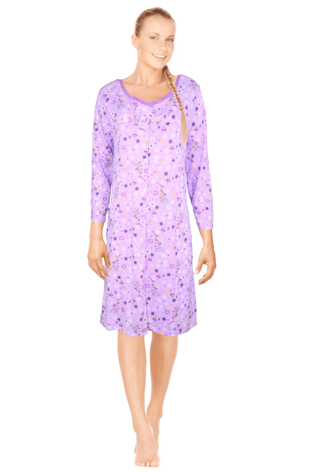JEFFRICO Womens Long Sleeve Nightgowns Sleepwear Soft Pajama Dress Nightshirts