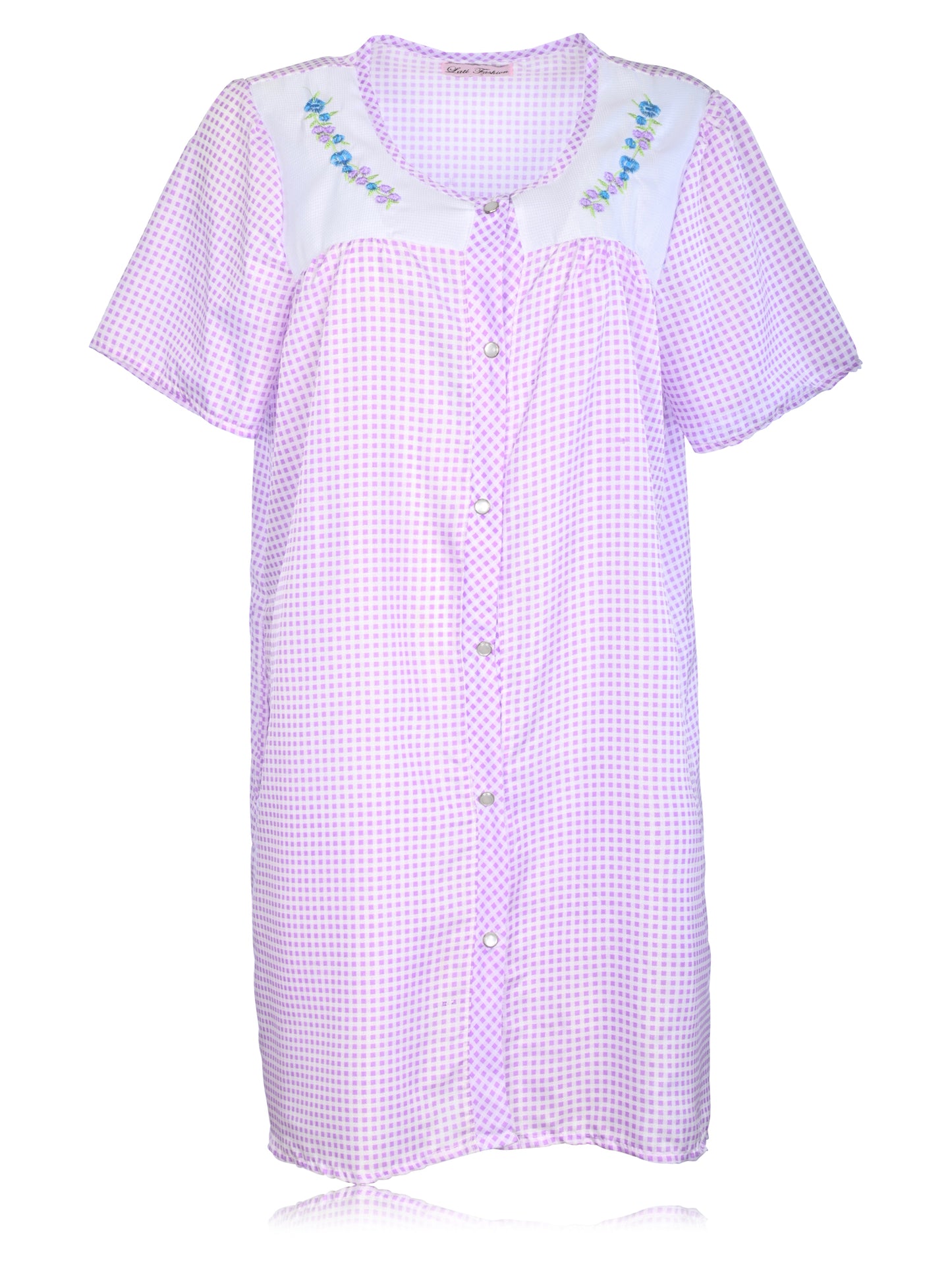 JEFFRICO House Dresses for Women with Pockets - Lightweight Breathable Short Sleeve Muumuu & Nightgowns - Snap Front Housecoat and Dusters for Women